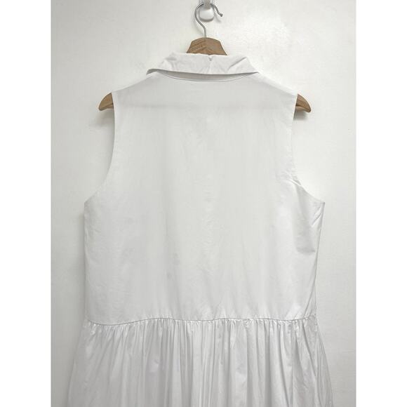 MAYE Corinne Shirtdress Poplin Cotton Relaxed A-Line Midi Dress White - Large - Picture 7 of 14